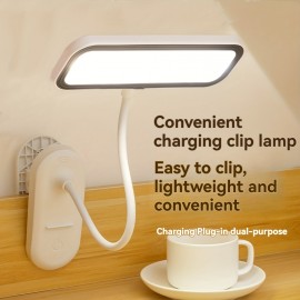 1pc モダン LED デスクランプ タッチコントロール、調節可能なグースネックと色温度、クリップオンデザインとランプシェード、バッテリー/USBによるデュアルパワー、800mAh充電式リチウムバッテリー、家庭、寝室、書斎、オフィス用ポータブル読書灯