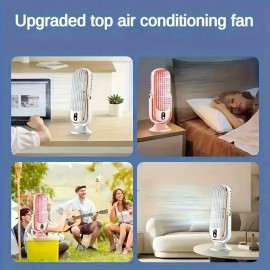 新型USBポータブル720°周囲ファン、多機能エアコンファン、5段階風速、デュアルモーター、勉強・オフィス・旅行・キャンプ・RV用に最適、クリスマス・ハロウィーン・イースター・バレンタイン・感謝祭の重要な5つの祝日に理想的なギフト