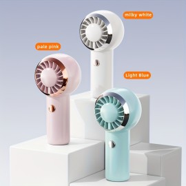コンパクトミニハンドヘルドファン - 携帯用、充電式バッテリー/USB、500mAh、ミルキーホワイト、ローズゴールドアクセント付きペールピンク、ライトブルー - 旅行やアウトドア活動に最適、屋外用冷却ファン | モダンミニマリストファン | 円筒形ファンデザイン、携帯用ファン