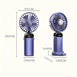コンパクトUSB充電式ファン、90°調節可能な角度、デジタルディスプレイ＆スタンド付き - スタイリッシュブルーのポータブルトップファン、男性・女性・学生に最適、あらゆる機会の完璧なギフト