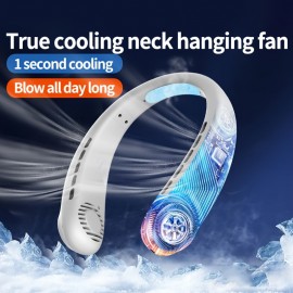 ハンズフリーの葉のないネックファン、ポータブル充電式、個人用ファン、冷却ネックファン、5段階調節可能な風速、男性、女性、旅行、屋外ギフト用USBファン