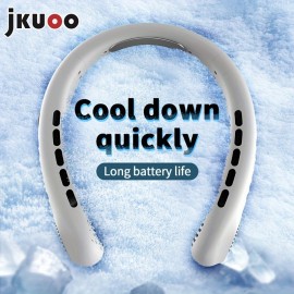 ハンズフリーの葉のないネックファン、ポータブル充電式、個人用ファン、冷却ネックファン、5段階調節可能な風速、男性、女性、旅行、屋外ギフト用USBファン