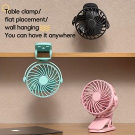 1pc ミニ USB 充電クリップファン - 再充電可能なバッテリー付きポータブルデスクトップファン、夏や屋外での使用に最適、オフィス、旅行、キャンプなどに最適、旅行必需品 | モダンな美的感覚 | 耐久性のあるプラスチック