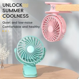 1pc ミニ USB 充電クリップファン - 再充電可能なバッテリー付きポータブルデスクトップファン、夏や屋外での使用に最適、オフィス、旅行、キャンプなどに最適、旅行必需品 | モダンな美的感覚 | 耐久性のあるプラスチック