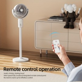 リモート付き3D空気循環フロアファン、調整可能な風速と高さ、360°方向、芳香療法と蚊防止、5段階の風速、8時間睡眠モード、Type-C USB充電、2000mAh充電式リチウムバッテリー、デュアルパワーモード、≤36V - ポータブルデスクファン