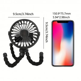 便利なUSB充電式ミニファン、携帯用柔軟三脚付きタコ型グローファン - ベビーカー、アウトドア、デスク静音風向け
