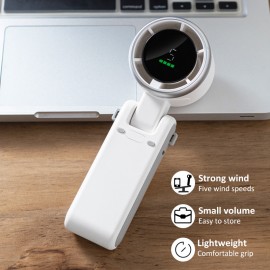 HDデジタルディスプレイ付き5速ターボファンネックファン、USB充電式3600mAhバッテリー、180度調整可能な折りたたみ角度、屋外＆個人使用のための静かな冷却 - コンパクトで軽量、省エネ、パーソナルネックファン｜折りたたみ式ファン｜デジタル表示ファン