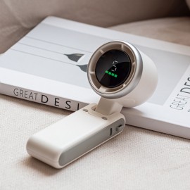 HDデジタルディスプレイ付き5速ターボファンネックファン、USB充電式3600mAhバッテリー、180度調整可能な折りたたみ角度、屋外＆個人使用のための静かな冷却 - コンパクトで軽量、省エネ、パーソナルネックファン｜折りたたみ式ファン｜デジタル表示ファン