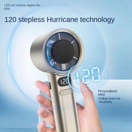 120速デジタルディスプレイ付きポータブルミニファン - USB充電式、コンパクト＆スタイリッシュな手持ち式冷却デバイス、旅行、アウトドア、デスクトップ用、1800mAhバッテリー、LED風量デジタルディスプレイ、ポータブルファン