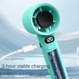 120速デジタルディスプレイ付きポータブルミニファン - USB充電式、コンパクト＆スタイリッシュな手持ち式冷却デバイス、旅行、アウトドア、デスクトップ用、1800mAhバッテリー、LED風量デジタルディスプレイ、ポータブルファン