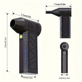 130,000RPMブラシレスモーター付きポータブルターボファン - USB充電式リチウムポリマーバッテリー、16台風レベルの強力な風速、マルチ機能ハンドヘルドクリーナーでほこり・落ち葉・雪除去に最適、車内外での使用に理想的、充電可能な携帯用ファン