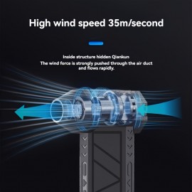 130,000RPMブラシレスモーター付きポータブルターボファン - USB充電式リチウムポリマーバッテリー、16台風レベルの強力な風速、マルチ機能ハンドヘルドクリーナーでほこり・落ち葉・雪除去に最適、車内外での使用に理想的、充電可能な携帯用ファン