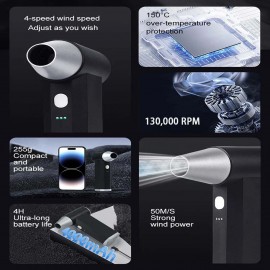 130,000 RPM ブラシレスモーターを搭載した高性能ブラックファン、極端な天候に適しており、埃や雪を吹き飛ばすのに最適です。
