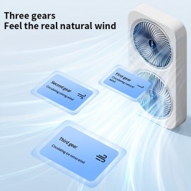 調整可能な速度、充電式1800mAhバッテリー、USB充電、≤36V動作電圧、屋内/屋外使用用の吊り下げフックとスタンドが付属したデュアルヘッドポータブルUSBファン