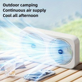 調整可能な速度、充電式1800mAhバッテリー、USB充電、≤36V動作電圧、屋内/屋外使用用の吊り下げフックとスタンドが付属したデュアルヘッドポータブルUSBファン