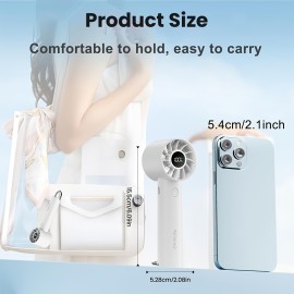 Gaiatop ポータブルハンドヘルドファン、USB充電式、長いバッテリー寿命、LEDディスプレイ＆フラッシュライト、マルチスピード調整可能、オフィス・旅行・アウトドア用軽量デザイン、ポータブル充電式ファン