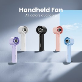 Gaiatop ポータブルハンドヘルドファン、USB充電式、長いバッテリー寿命、LEDディスプレイ＆フラッシュライト、マルチスピード調整可能、オフィス・旅行・アウトドア用軽量デザイン、ポータブル充電式ファン