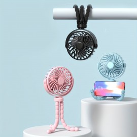 ポータブルUSB充電式タコハンドヘルドファン、ミニ折りたたみデスクファン、子供用ベビーカー、寮の自転車、屋外使用向け - 静かな動作、500mAhリチウムバッテリー