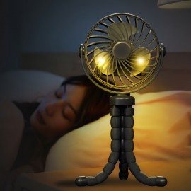 ポータブルUSB充電式タコハンドヘルドファン、ミニ折りたたみデスクファン、子供用ベビーカー、寮の自転車、屋外使用向け - 静かな動作、500mAhリチウムバッテリー