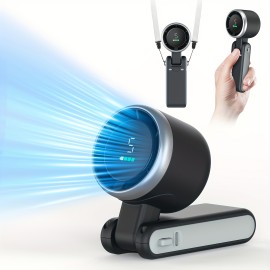 3-in-1 ポータブルタービンファン、5 速、3600mAh 充電式リチウムバッテリー、USB 充電式、ポケットファン、旅行、屋外、屋内使用 - ハンドヘルド、デスクファン、ネックファン、旅行ファン | モダンな美的感覚 | 耐久性のある構造