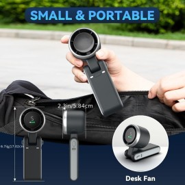 3-in-1 ポータブルタービンファン、5 速、3600mAh 充電式リチウムバッテリー、USB 充電式、ポケットファン、旅行、屋外、屋内使用 - ハンドヘルド、デスクファン、ネックファン、旅行ファン | モダンな美的感覚 | 耐久性のある構造