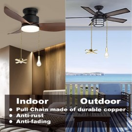 24インチのシーリングファン用プルチェーンエクステンダー、装飾的なフロストガラス電球付き - すべての標準的な3mm径のシーリングファンと照明器具に適合 - ステンレススチール素材