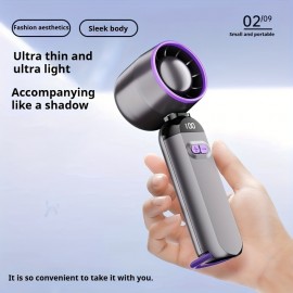ポータブル USB 充電式ハンドヘルドファン、100 スピード設定、高速冷却、連続スピード調整、デジタルディスプレイ - 旅行、キャンプ、屋外使用に最適、キャンプ用ギア | デジタルディスプレイファン | USB 充電式ファン