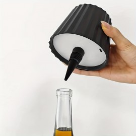 ワイヤレスワインボトルライト、新型アップグレードモデル ワインボトルランプヘッド、ポータブルLEDワイヤレス充電式ライト、三色温度調節可能で暗闇対応、充電式でどんなボトルにも適しています