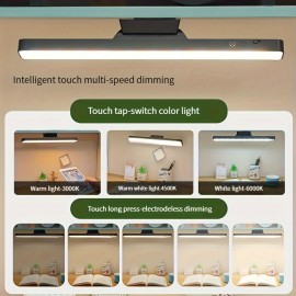 LEDデスクランプ、タッチコントロール、充電式800mAhバッテリー、USBデュアルパワー、目保護、調整可能なスイングアーム、スクエアシェード、インフラレッドセンサーファンクション付きの屋内読書ライト
