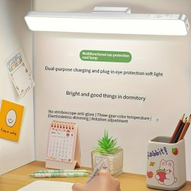 LEDデスクランプ、タッチコントロール、充電式800mAhバッテリー、USBデュアルパワー、目保護、調整可能なスイングアーム、スクエアシェード、インフラレッドセンサーファンクション付きの屋内読書ライト