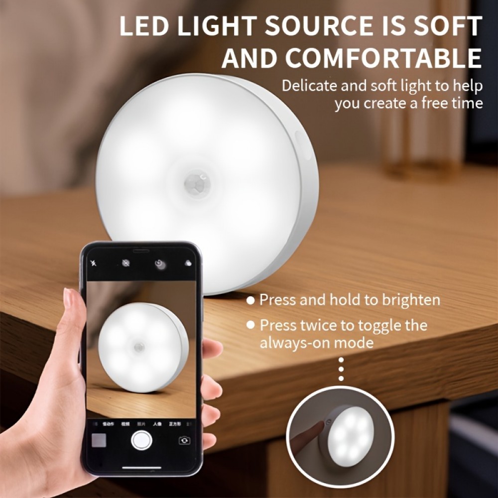 AMill 3個パック モーションセンサー クローゼットライト、8-LED 磁気 USB充電式 ウォールランプ、デュアルパワー ワイヤレス 屋内照明 廊下、階段、寝室、地下室用 - イエロー/ホワイト LED、赤外線センサー機能付き プラスチック 装飾ライト