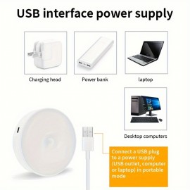 AMill 3個パック モーションセンサー クローゼットライト、8-LED 磁気 USB充電式 ウォールランプ、デュアルパワー ワイヤレス 屋内照明 廊下、階段、寝室、地下室用 - イエロー/ホワイト LED、赤外線センサー機能付き プラスチック 装飾ライト