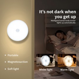 AMill 3個パック モーションセンサー クローゼットライト、8-LED 磁気 USB充電式 ウォールランプ、デュアルパワー ワイヤレス 屋内照明 廊下、階段、寝室、地下室用 - イエロー/ホワイト LED、赤外線センサー機能付き プラスチック 装飾ライト