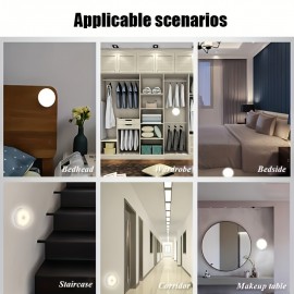 AMill 3個パック モーションセンサー クローゼットライト、8-LED 磁気 USB充電式 ウォールランプ、デュアルパワー ワイヤレス 屋内照明 廊下、階段、寝室、地下室用 - イエロー/ホワイト LED、赤外線センサー機能付き プラスチック 装飾ライト