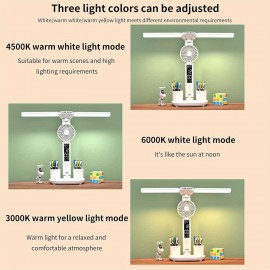 USB充電ポート付き調節可能なLEDデスクランプ、タッチダミング、ペンホルダー、リモコン付き - ホームオフィスまたはベッドサイド用のホワイトメタルテーブルランプ、ホームオフィス用デスクランプ