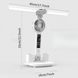 USB充電ポート付き調節可能なLEDデスクランプ、タッチダミング、ペンホルダー、リモコン付き - ホームオフィスまたはベッドサイド用のホワイトメタルテーブルランプ、ホームオフィス用デスクランプ