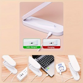 折りたたみ式 LED デスクランプ 1個、3段階の明るさ調節可能な小型読書灯、充電式&調光機能付き、目に優しい勉強用ライト、ポータブルテーブルランプ、自宅、オフィス、旅行用