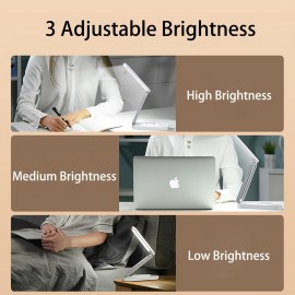 折りたたみ式 LED デスクランプ 1個、3段階の明るさ調節可能な小型読書灯、充電式&調光機能付き、目に優しい勉強用ライト、ポータブルテーブルランプ、自宅、オフィス、旅行用