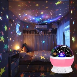 スタームーンプロジェクター - USB電源、360°回転プロジェクター、複数のダイナミックな星と月の形状、色変更可能、ロマンチックな雰囲気ライト、寝室、オフィスの装飾、またはギフトに適しています