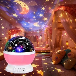 スタームーンプロジェクター - USB電源、360°回転プロジェクター、複数のダイナミックな星と月の形状、色変更可能、ロマンチックな雰囲気ライト、寝室、オフィスの装飾、またはギフトに適しています