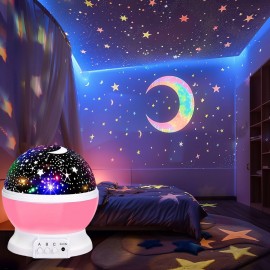 スタームーンプロジェクター - USB電源、360°回転プロジェクター、複数のダイナミックな星と月の形状、色変更可能、ロマンチックな雰囲気ライト、寝室、オフィスの装飾、またはギフトに適しています