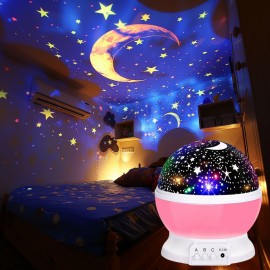 スタームーンプロジェクター - USB電源、360°回転プロジェクター、複数のダイナミックな星と月の形状、色変更可能、ロマンチックな雰囲気ライト、寝室、オフィスの装飾、またはギフトに適しています