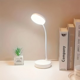 1個のLEDデスクランプ、3段階調光機能付きフレキシブルグースネック、目に優しいテーブルライト、白色から暖色への切り替え可能な照明、USB電源供給、調節可能な調光で白色と暖色を切り替える小型ナイトライト