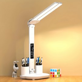 1pc デュアルヘッドペンホルダーランプ、睡眠に優しいナイトライト付き、USBプラグイン、オフィス、家庭、学習用 - 理想的なクリスマスギフト、ミックスカラー、プラスチック素材、ボタン制御、LEDライトソース、デスク用ランプ
