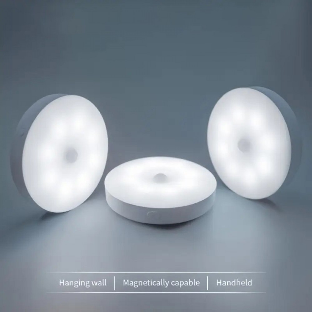 1個のLEDモーションセンサーナイトライト、丸い屋内壁灯、ソフトウォームライト - エネルギー効率、自動オン/オフ、磁気マウント、充電式リチウム電池、USB充電可能、家庭、オフィス、寝室、ホテル、パーティー、レストランの装飾に最適、寝室照明 | モダンな壁灯 | 耐久性のあるプラスチックランプ
