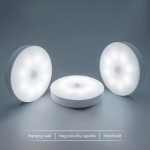 1個のLEDモーションセンサーナイトライト、丸い屋内壁灯、ソフトウォームライト - エネルギー効率、自動オン/オフ、磁気マウント、充電式リチウム電池、USB充電可能、家庭、オフィス、寝室、ホテル、パーティー、レストランの装飾に最適、寝室照明 | モダンな壁灯 | 耐久性のあるプラスチックランプ