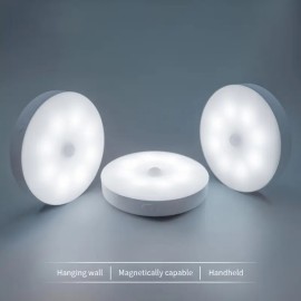 1個のLEDモーションセンサーナイトライト、丸い屋内壁灯、ソフトウォームライト - エネルギー効率、自動オン/オフ、磁気マウント、充電式リチウム電池、USB充電可能、家庭、オフィス、寝室、ホテル、パーティー、レストランの装飾に最適、寝室照明 | モダンな壁灯 | 耐久性のあるプラスチックランプ