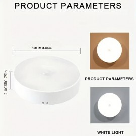 1個のLEDモーションセンサーナイトライト、丸い屋内壁灯、ソフトウォームライト - エネルギー効率、自動オン/オフ、磁気マウント、充電式リチウム電池、USB充電可能、家庭、オフィス、寝室、ホテル、パーティー、レストランの装飾に最適、寝室照明 | モダンな壁灯 | 耐久性のあるプラスチックランプ
