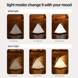 1個のテント型のLEDペンダントライト、USB充電式1200mAhリチウム電池、寝室、家庭、オフィス装飾、デスク＆シーン装飾用の多モードムード照明