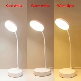 調節可能なアイケアLEDデスクランプ、3段階調光、フレキシブルグースネック - USB電源、温色から白色に切り替え可能、ホームオフィス読書や勉強用